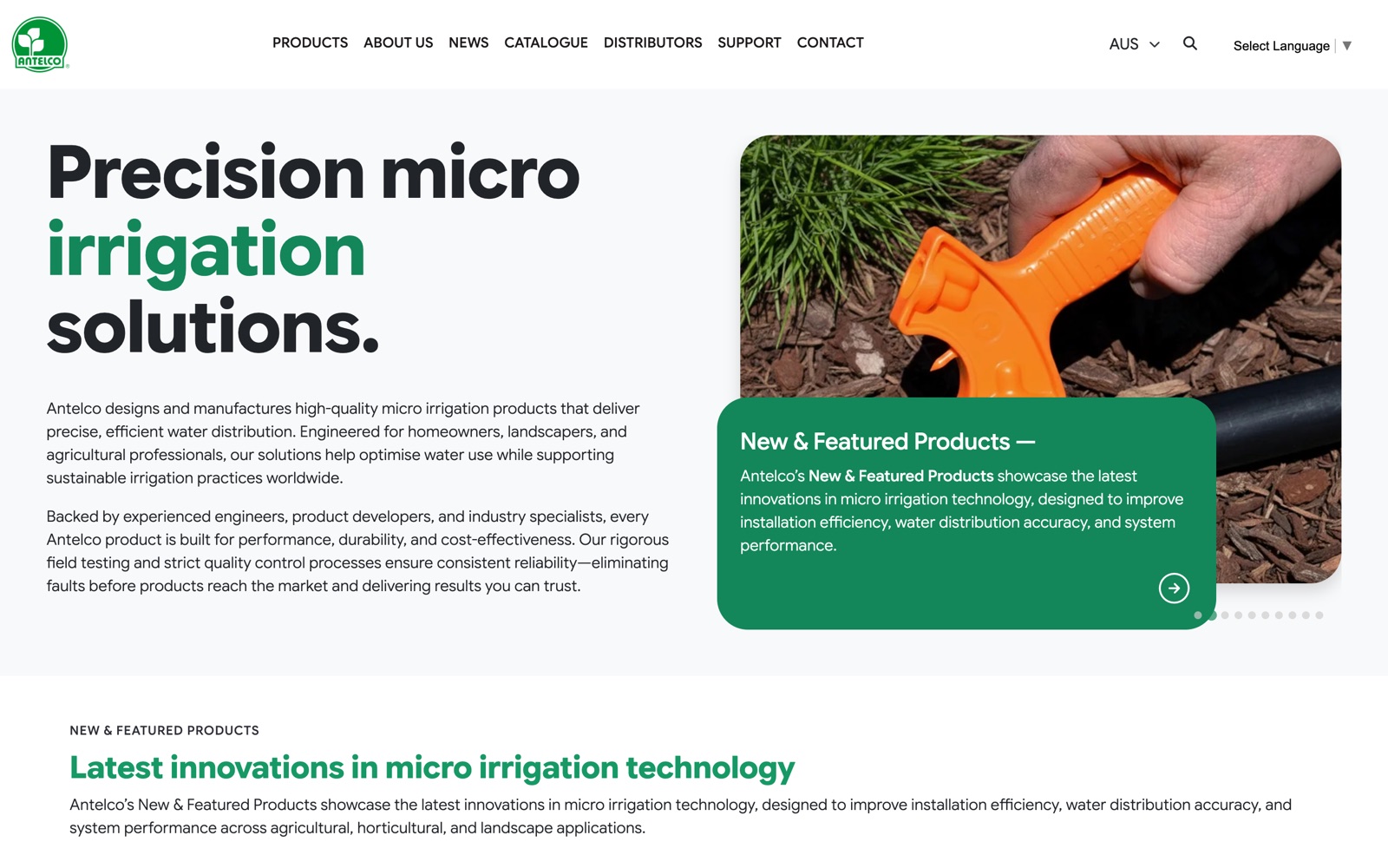 Antelco website homepage